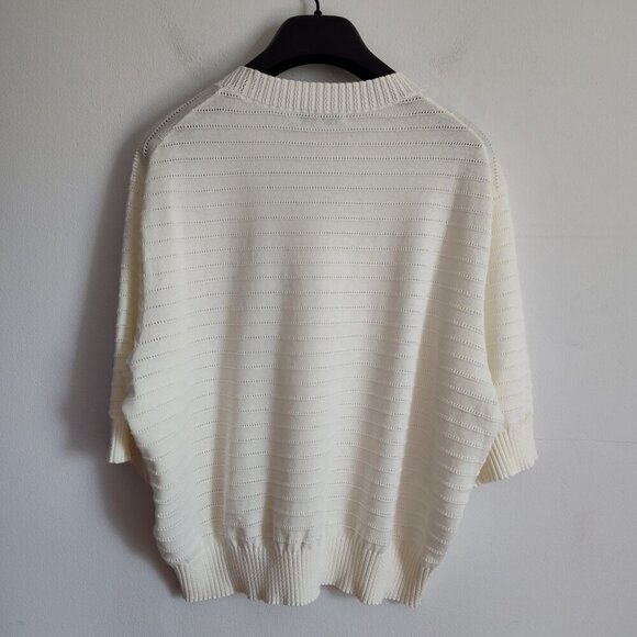 Ladies SZ XSLMadewell Ivory Short-Sleeve Cotton Sweater - Picture 3 of 4